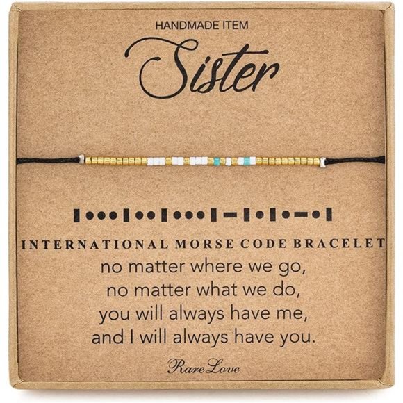 Sister Morse Code Beaded Bracelet Sister Birthday Gift from Sister Long Distance - Picture 1 of 7